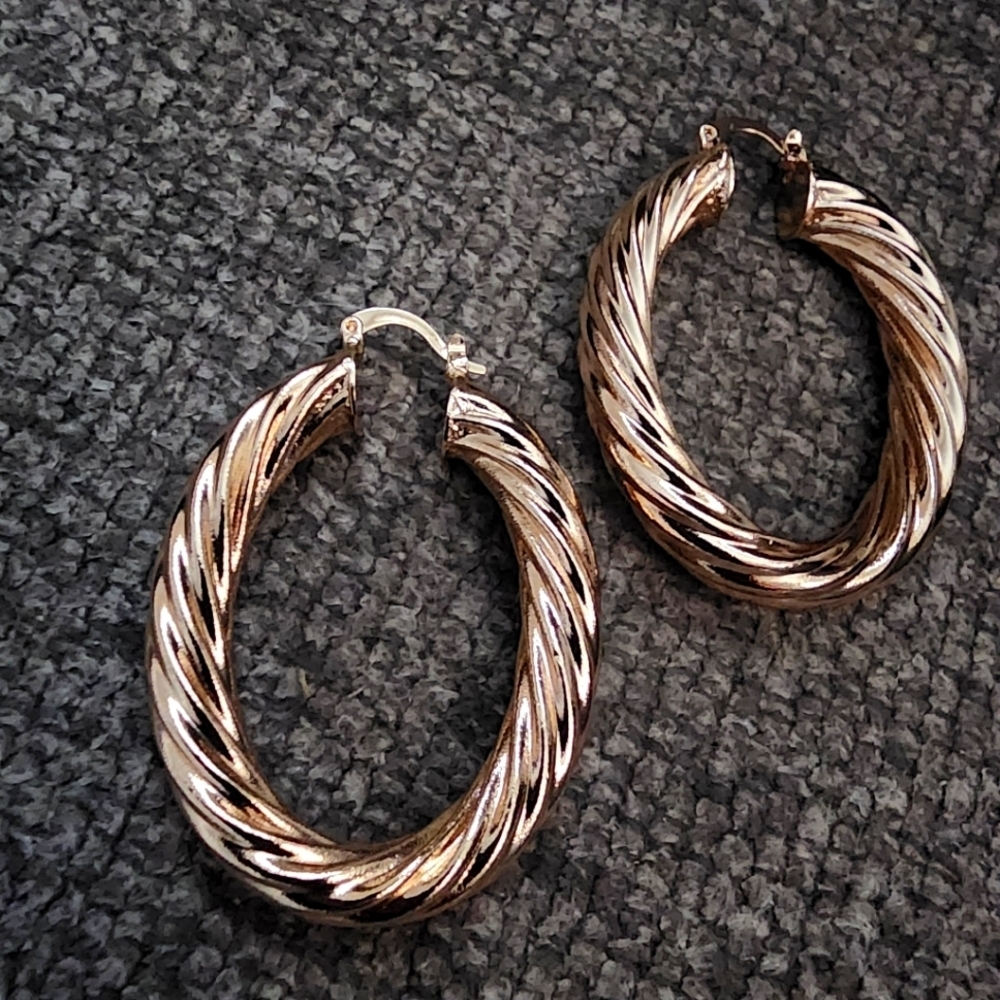 Gold Swirl Hollow Hoop Earrings